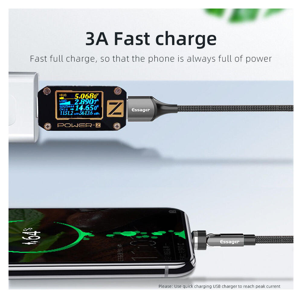 Essager 3A 540° Draaibare Magnetische Micro USB naar USB Kabel 2M afbeelding 5