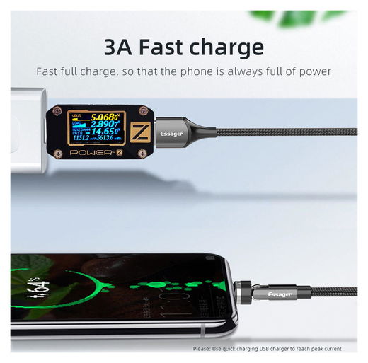 Essager 3A 540° Draaibare Magnetische Micro USB naar USB Kabel 2M afbeelding 5