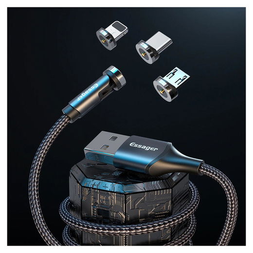 Essager 3A 540° Draaibare Magnetische Micro USB naar USB Kabel 2M afbeelding 12