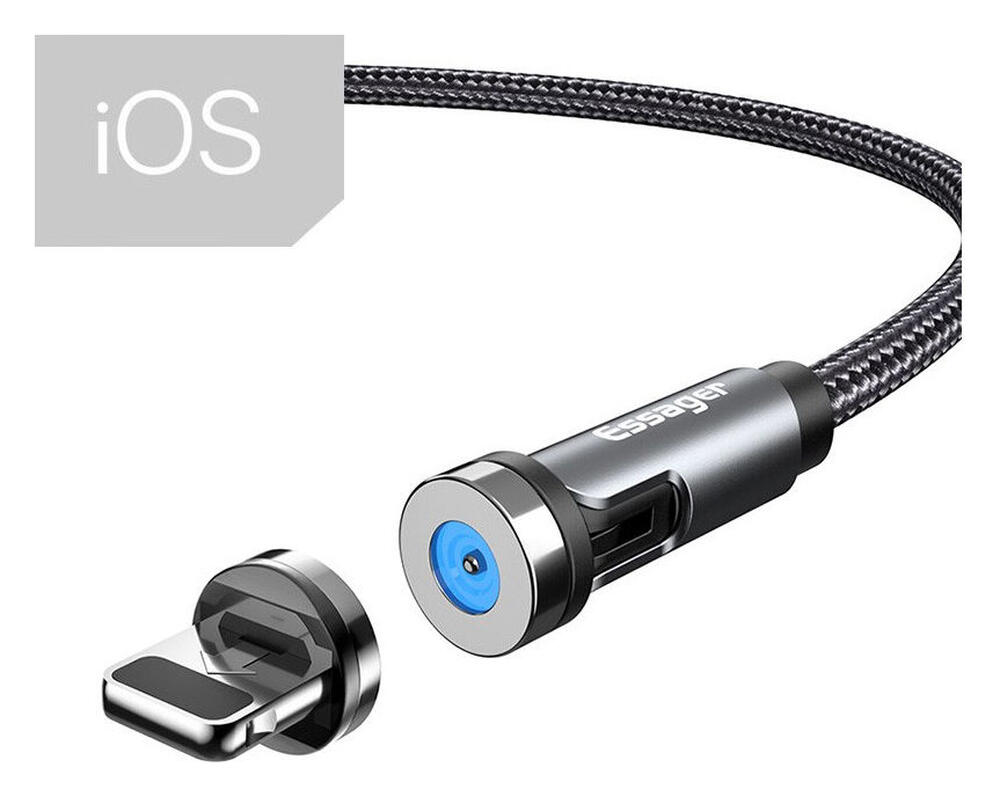 Essager 2.4A 540° Draaibare Magnetische Lightning naar USB Kabel 2M afbeelding 1