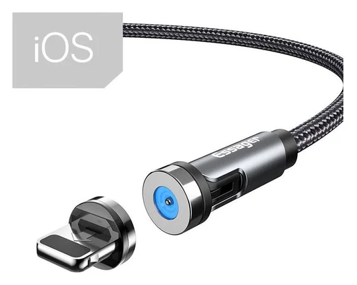 Essager 2.4A 540° Draaibare Magnetische Lightning naar USB Kabel 2M afbeelding 1