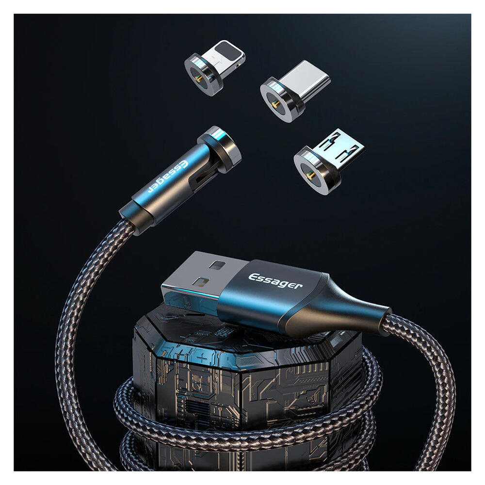 Essager 2.4A 540° Draaibare Magnetische Lightning naar USB Kabel 2M afbeelding 8