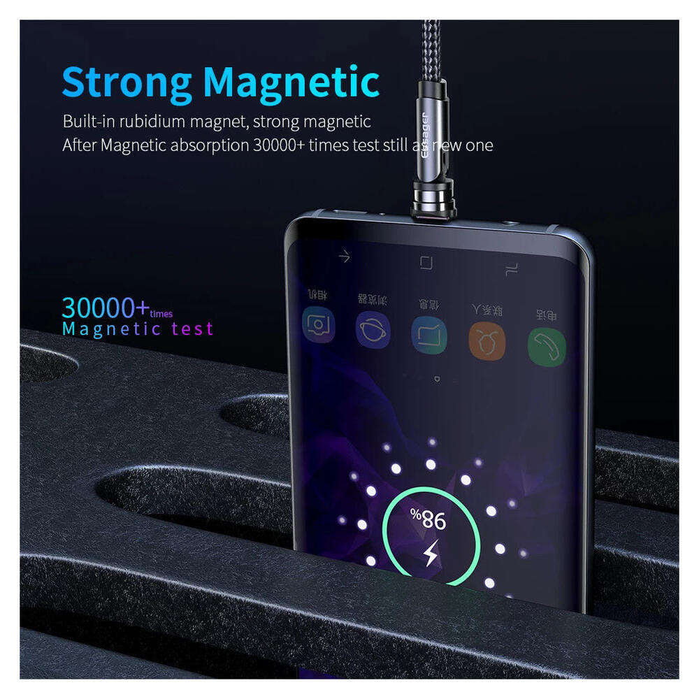 Essager 2.4A 540° Draaibare Magnetische Lightning naar USB Kabel 2M afbeelding 5