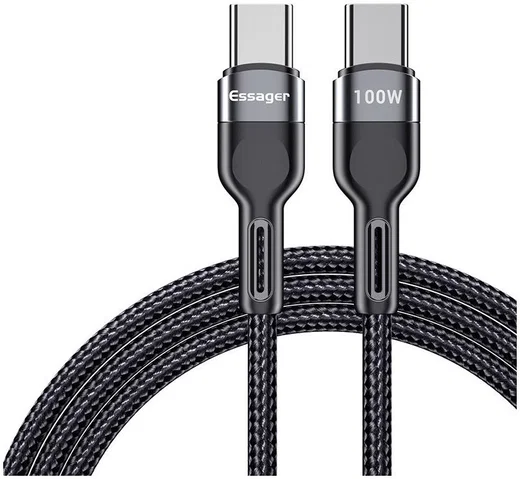Essager 100W PD USB-C naar USB-C Snellaad Kabel 5A 2 Meter Grijs afbeelding 1