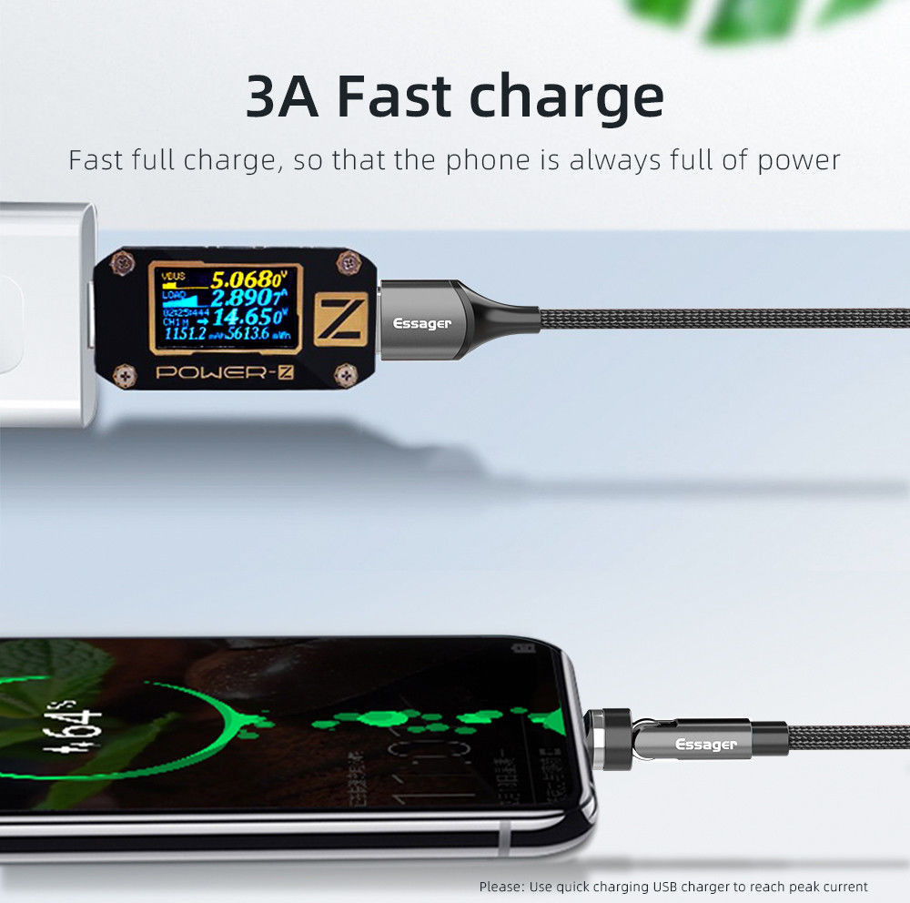 Essager 3A 540° Draaibare Magnetische USB-C naar USB Kabel 1M afbeelding 4