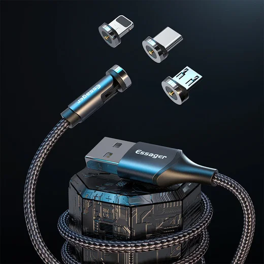 Essager 3A 540° Draaibare Magnetische Lightning naar USB Kabel 1M afbeelding 12