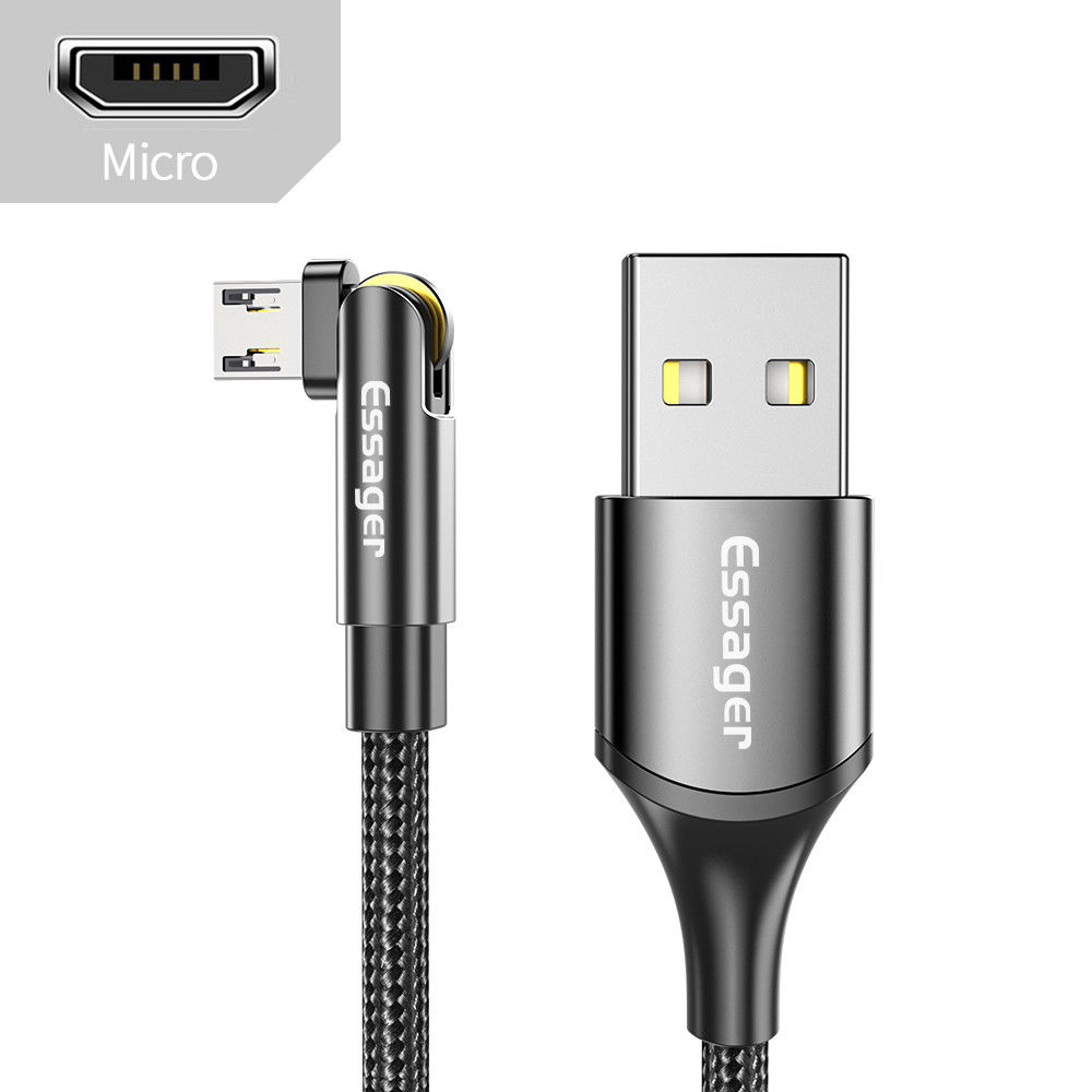 Essager 3A 180° Draaibare USB naar micro USB Kabel Fast Charge 1M afbeelding 2