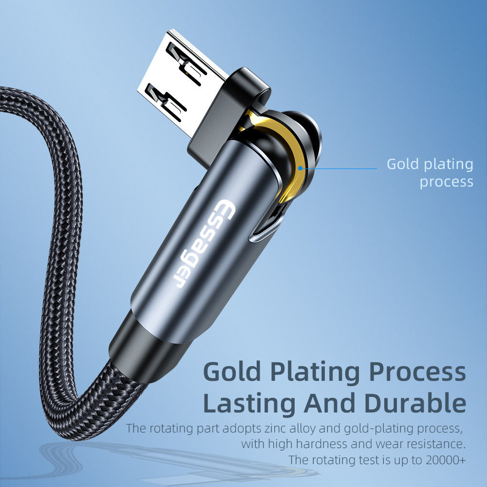 Essager 3A 180° Draaibare USB naar micro USB Kabel Fast Charge 1M afbeelding 7