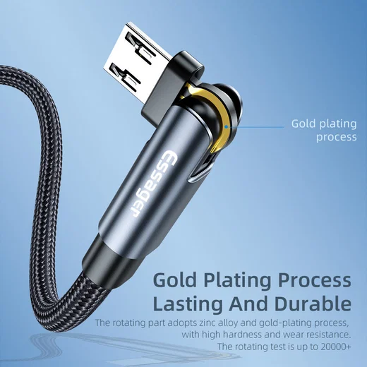 Essager 3A 180° Draaibare USB naar micro USB Kabel Fast Charge 1M afbeelding 7