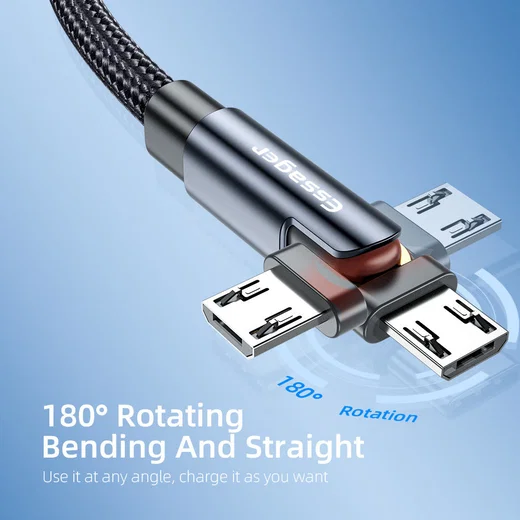 Essager 3A 180° Draaibare USB naar micro USB Kabel Fast Charge 1M afbeelding 5