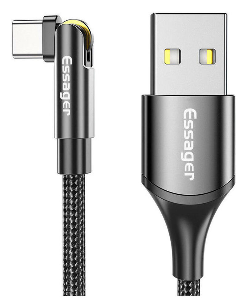 Essager 3A 180° Draaibare USB naar USB-C Kabel Fast Charge 1M Zwart afbeelding 1