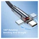 Essager 3A 180° Draaibare USB naar USB-C Kabel Fast Charge 1M Zwart afbeelding 5
