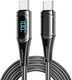 Essager 100W USB-C Snellaad Kabel met Digitale Display 5A 1M Zwart