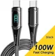 Essager 100W USB-C Snellaad Kabel met Digitale Display 5A 1M Zwart afbeelding 2