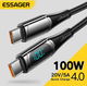 Essager 100W USB-C Snellaad Kabel met Digitale Display 5A 2M Zwart afbeelding 9