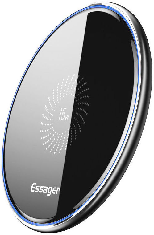 Essager 15W Draadloze Fast Charge Oplader met USB-C Kabel Zwart afbeelding 1