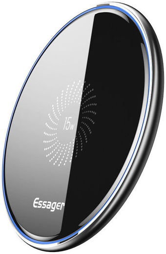 Essager 15W Draadloze Fast Charge Oplader met USB-C Kabel Zwart afbeelding 1