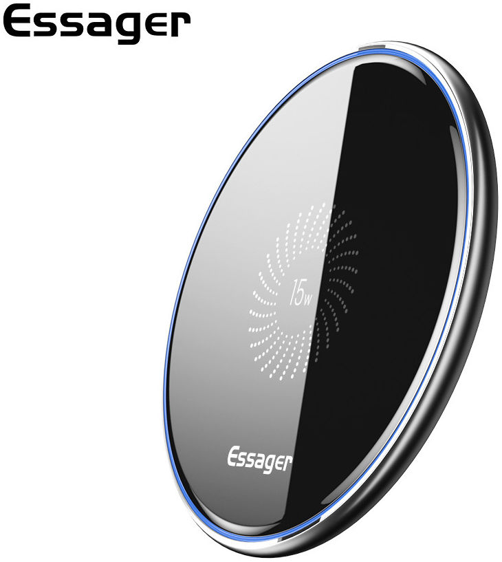Essager 15W Draadloze Fast Charge Oplader met USB-C Kabel Zwart afbeelding 4
