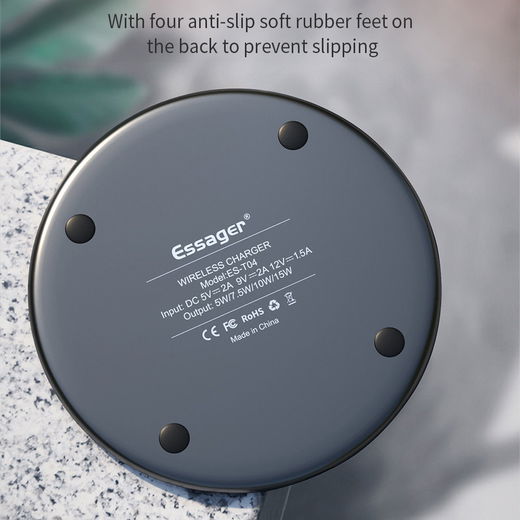 Essager 15W Draadloze Fast Charge Oplader met USB-C Kabel Zwart afbeelding 8