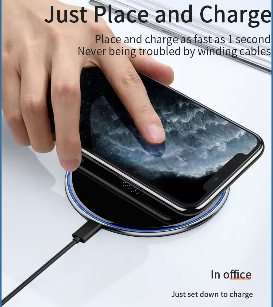 Essager 15W Draadloze Fast Charge Oplader met USB-C Kabel Zwart afbeelding 3