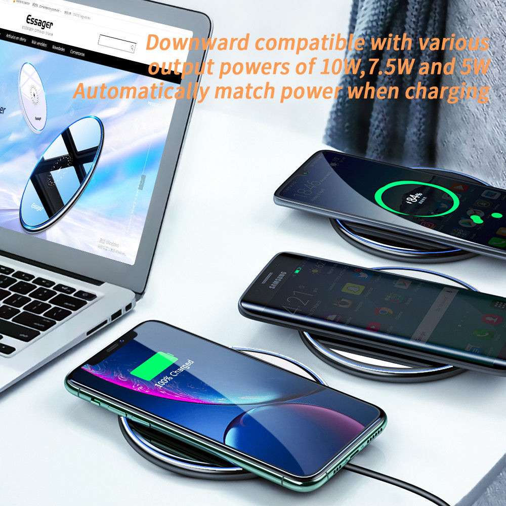 Essager 15W Draadloze Fast Charge Oplader met USB-C Kabel Wit afbeelding 5