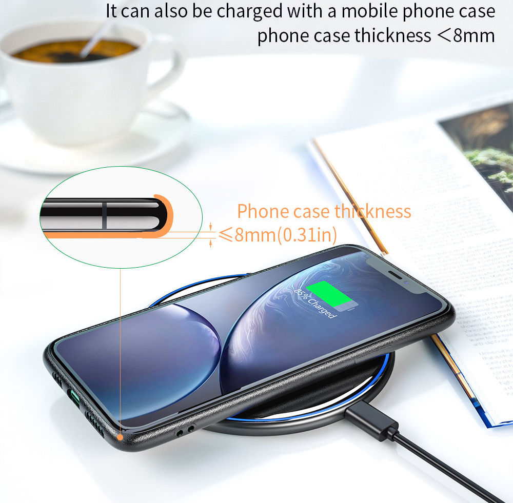 Essager 15W Draadloze Fast Charge Oplader met USB-C Kabel Wit afbeelding 6