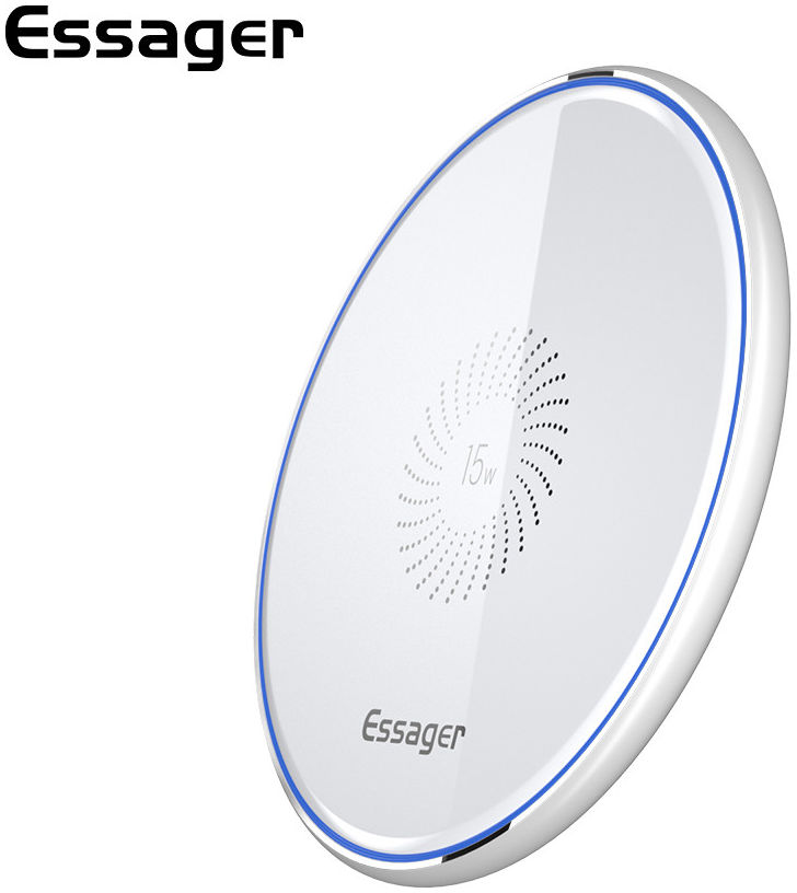 Essager 15W Draadloze Fast Charge Oplader met USB-C Kabel Wit afbeelding 2