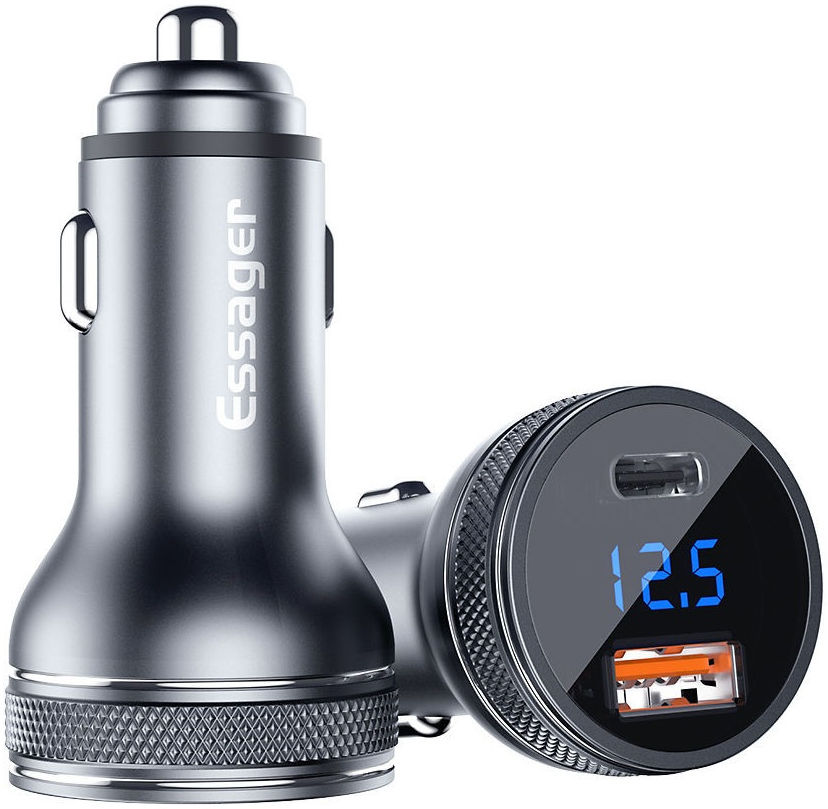 Essager USB/USB-C Auto Snellader 36W met QC 3.0 en PD 3.0 Zwart afbeelding 1