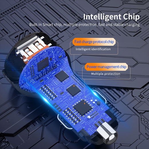 Essager USB/USB-C Auto Snellader 36W met QC 3.0 en PD 3.0 Zwart afbeelding 5