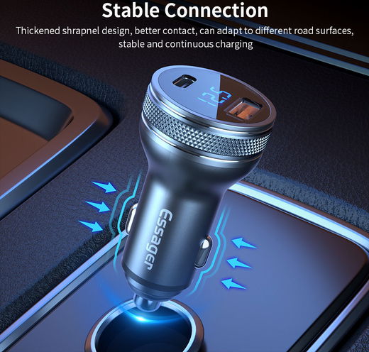 Essager USB/USB-C Auto Snellader 36W met QC 3.0 en PD 3.0 Zwart afbeelding 6