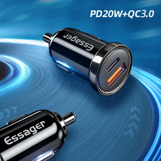 Essager USB/USB-C Autolader 20W Quick Charge 3.0 en Power Delivery 3.0 afbeelding 6