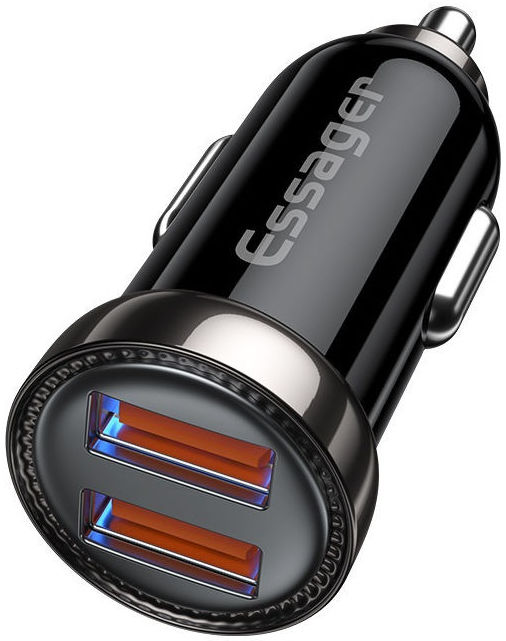 Essager Dubbele USB Autolader 18W met Quick Charge 3.0 Zwart afbeelding 1