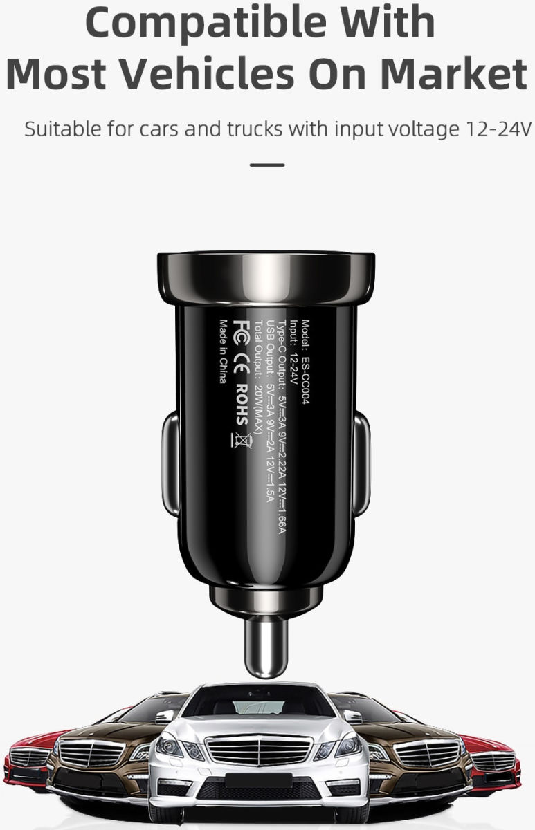Essager Dubbele USB Autolader 18W met Quick Charge 3.0 Zwart afbeelding 5