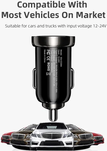 Essager 2.4A Dubbele USB Autolader 12W Zwart afbeelding 4