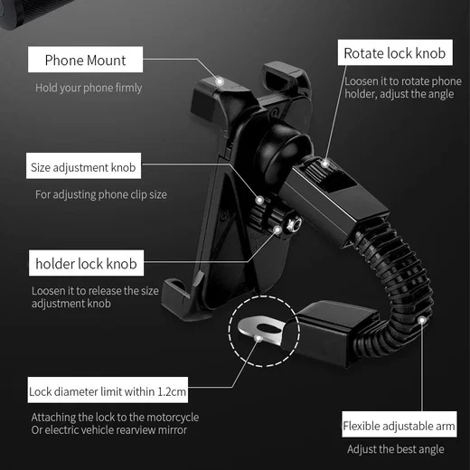 Essager Universele 360° Verstelbare Telefoonhouder voor Motor/Scooter afbeelding 7