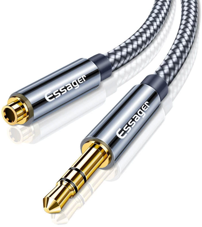 Essager 3.5mm Male naar 3.5mm Female AUX Verlengkabel Gevlochten 1M afbeelding 1