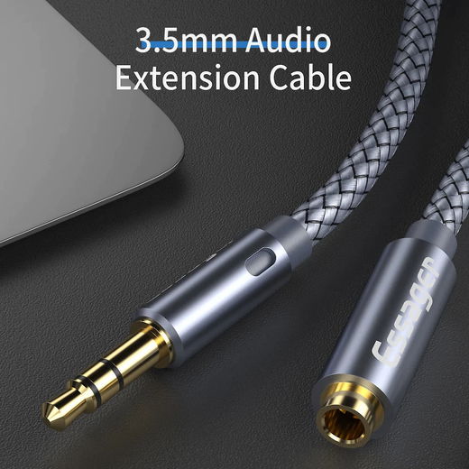 Essager 3.5mm Male naar 3.5mm Female AUX Verlengkabel Gevlochten 2M afbeelding 3