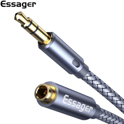 Essager 3.5mm Male naar 3.5mm Female AUX Verlengkabel Gevlochten 2M afbeelding 2