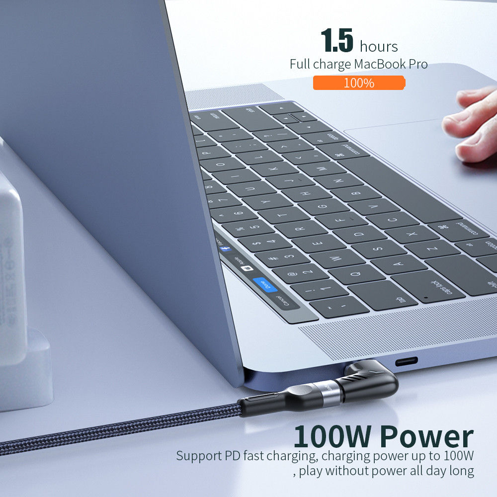 Essager 100W USB-C naar USB-C Adapter met Haakse Hoek 5A Zwart afbeelding 4