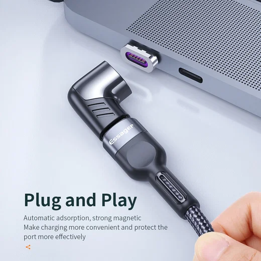 Essager 100W USB-C naar USB-C Adapter met Haakse Hoek 5A Zwart afbeelding 2