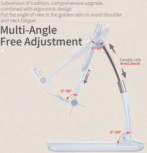 Essager Opvouwbare Verstelbare Bureau Houder Telefoon/Tablet Wit afbeelding 4