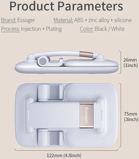 Essager Opvouwbare Verstelbare Bureau Houder Telefoon/Tablet Wit afbeelding 15