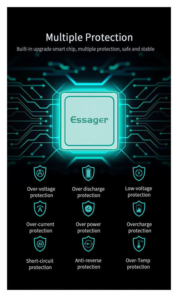 Essager Powerbank 20.000 mAh PD en QC 18W met Digitale Display Zwart afbeelding 10