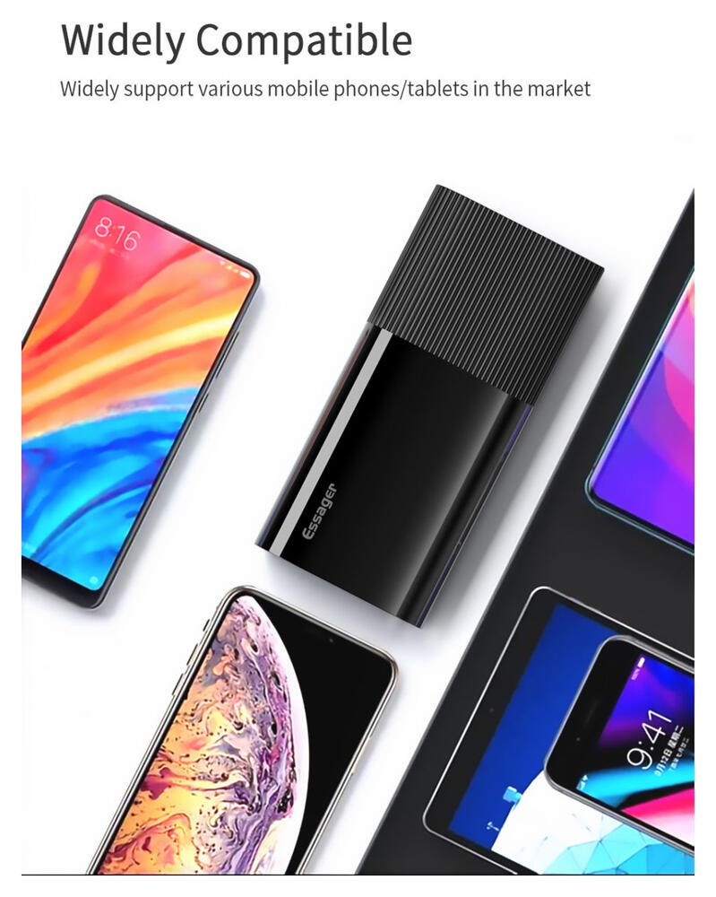 Essager Powerbank 20.000 mAh PD en QC 18W met Digitale Display Zwart afbeelding 12