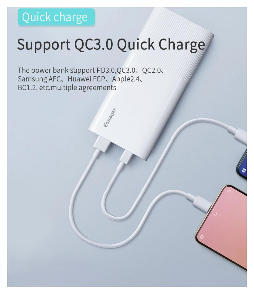 Essager Powerbank 20.000 mAh PD en QC 18W met Digitale Display Zwart afbeelding 4