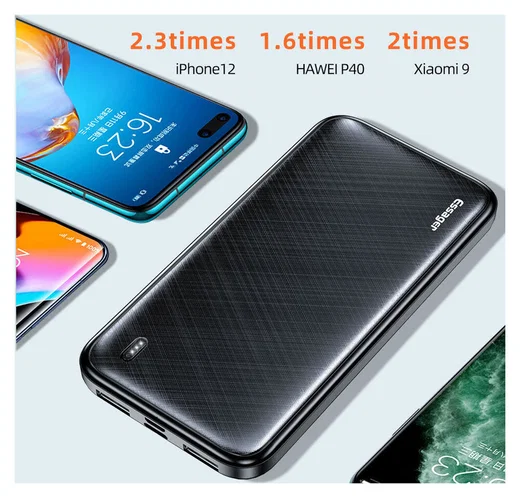 Essager Draagbare Compacte USB-A Powerbank 10.000 mAh Zwart afbeelding 6
