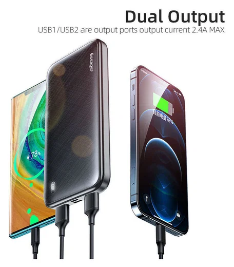 Essager Draagbare Compacte USB-A Powerbank 10.000 mAh Wit afbeelding 3