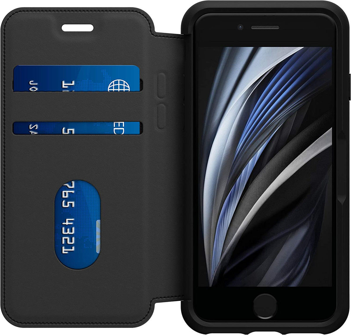 Otterbox Strada iPhone SE (2020/2022) / 8 / 7 Hoesje Echt Leer Zwart afbeelding 1