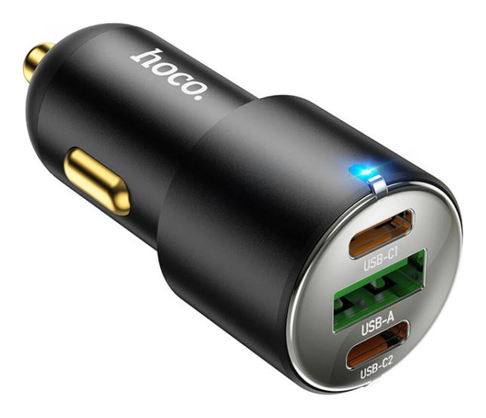 Hoco 3A USB/USB-C Auto Snellader 45W met PD en QC 3.0 Zwart afbeelding 1