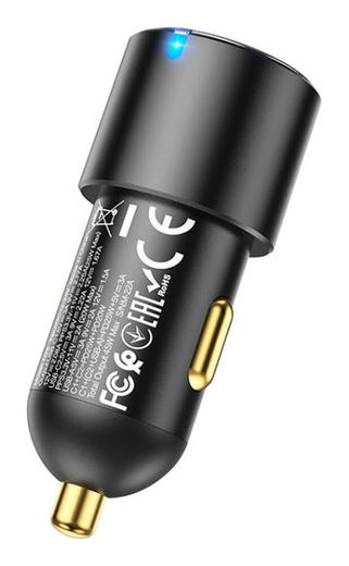 Hoco 3A USB/USB-C Auto Snellader 45W met PD en QC 3.0 Zwart afbeelding 6